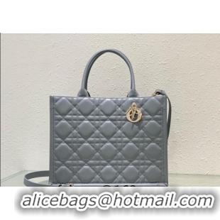 Super Quality Dior Medium Book Tote Bag in Macrocannage Calfskin CD3008 Grey 2024