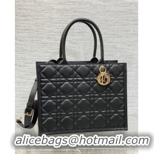 Top Quality Dior Medium Book Tote Bag in Macrocannage Calfskin CD3008 Black 2024