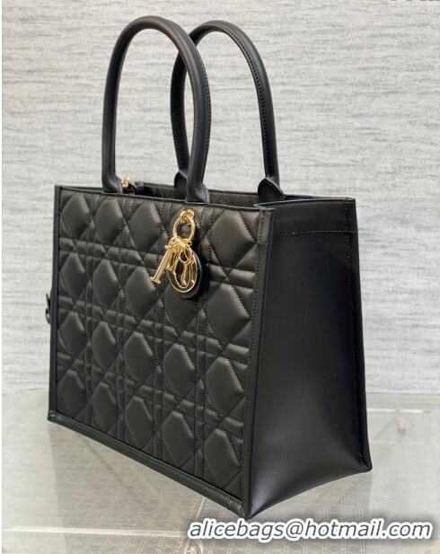 Top Quality Dior Medium Book Tote Bag in Macrocannage Calfskin CD3008 Black 2024