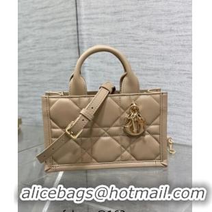 Promotional Dior Mini Book Tote Bag in Macrocannage Calfskin with Strap CD3011 Beige 2024