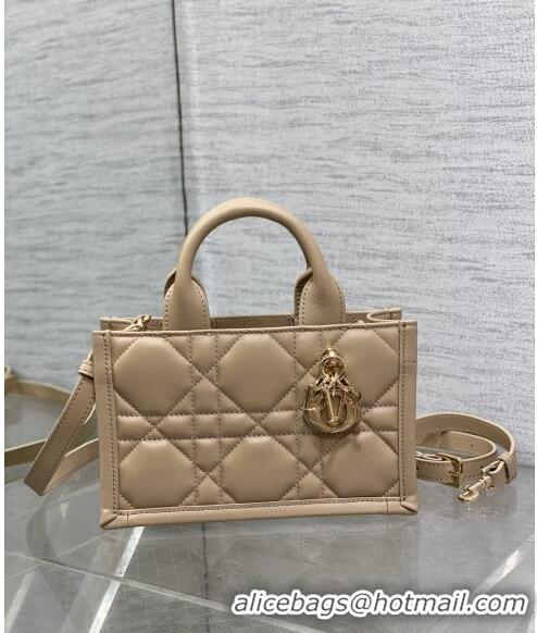 Promotional Dior Mini Book Tote Bag in Macrocannage Calfskin with Strap CD3011 Beige 2024