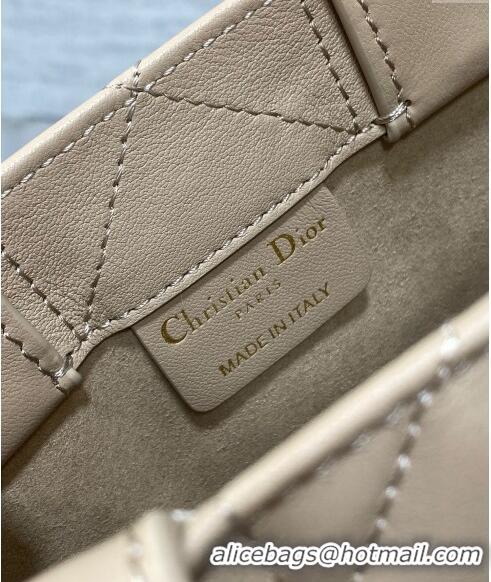 Promotional Dior Mini Book Tote Bag in Macrocannage Calfskin with Strap CD3011 Beige 2024