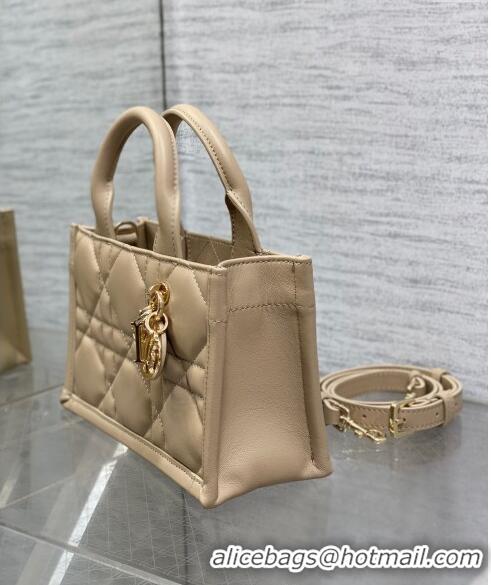 Promotional Dior Mini Book Tote Bag in Macrocannage Calfskin with Strap CD3011 Beige 2024