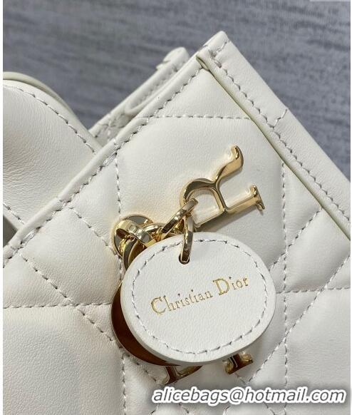 Inexpensive Dior Mini Book Tote Bag in Macrocannage Calfskin with Strap CD3011 White 2024