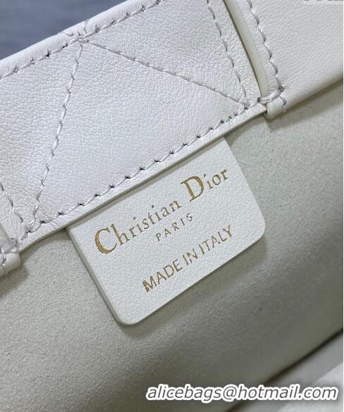 Inexpensive Dior Mini Book Tote Bag in Macrocannage Calfskin with Strap CD3011 White 2024