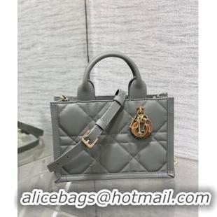 Best Quality Dior Mini Book Tote Bag in Macrocannage Calfskin with Strap CD3011 Grey 2024