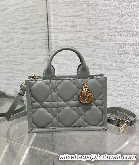 Best Quality Dior Mini Book Tote Bag in Macrocannage Calfskin with Strap CD3011 Grey 2024