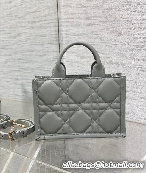 Best Quality Dior Mini Book Tote Bag in Macrocannage Calfskin with Strap CD3011 Grey 2024