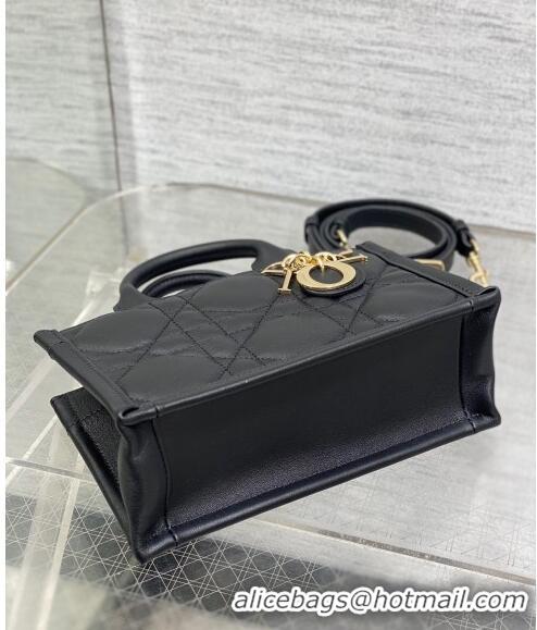 New Design Dior Mini Book Tote Bag in Macrocannage Calfskin with Strap CD3011 Black 2024