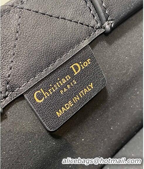 New Design Dior Mini Book Tote Bag in Macrocannage Calfskin with Strap CD3011 Black 2024