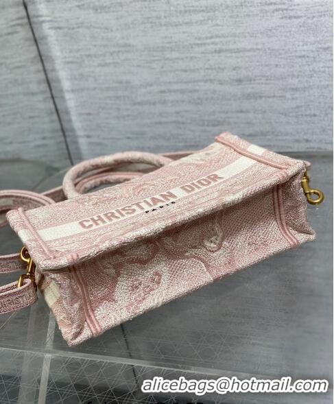 Famous Brand Dior Mini Book Tote Bag with Strap in Pink Toile de Jouy Reverse Embroidery CD3018 Pink 2024