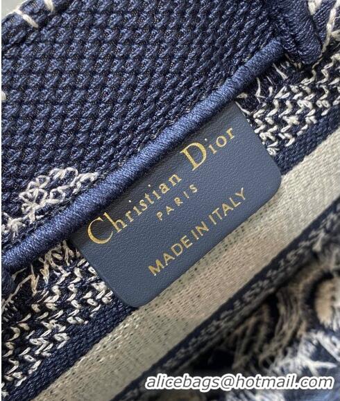 Top Quality Dior Mini Book Tote Bag with Strap in Blue Toile de Jouy Reverse Embroidery CD3018 Blue 2024