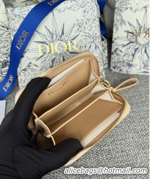 Low Cost Dior Caro Zipped Wallet in Patent Cannage Calfskin 0523 Beige 2024