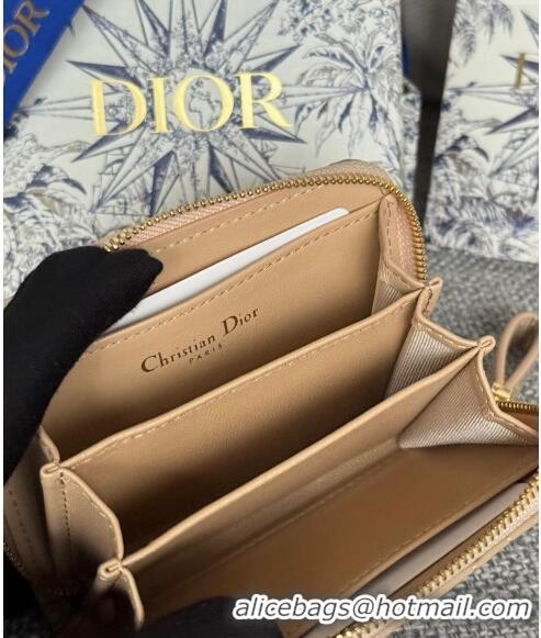 Low Cost Dior Caro Zipped Wallet in Patent Cannage Calfskin 0523 Beige 2024