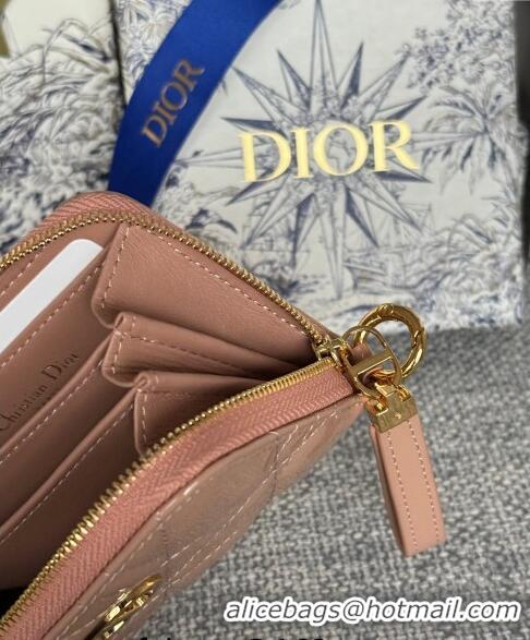 Well Crafted Dior Caro Zipped Wallet in Patent Cannage Calfskin 0523 Nude 2024