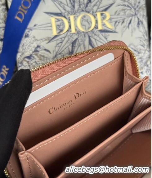 Well Crafted Dior Caro Zipped Wallet in Patent Cannage Calfskin 0523 Nude 2024