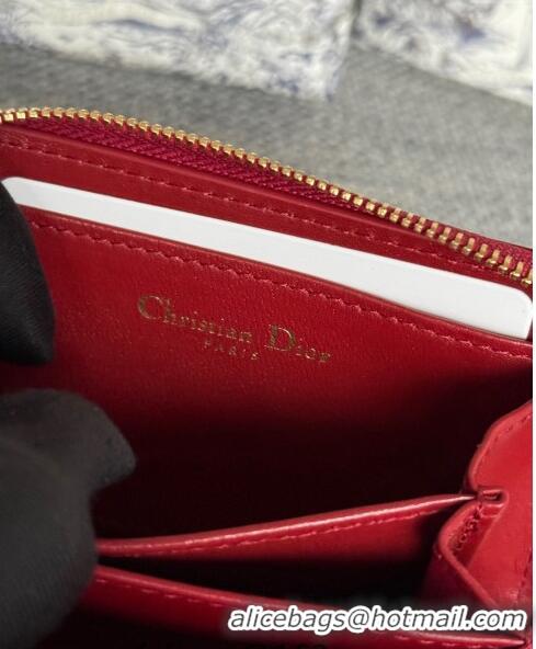 Trendy Design Dior Caro Zipped Wallet in Patent Cannage Calfskin 0523 Red 2024