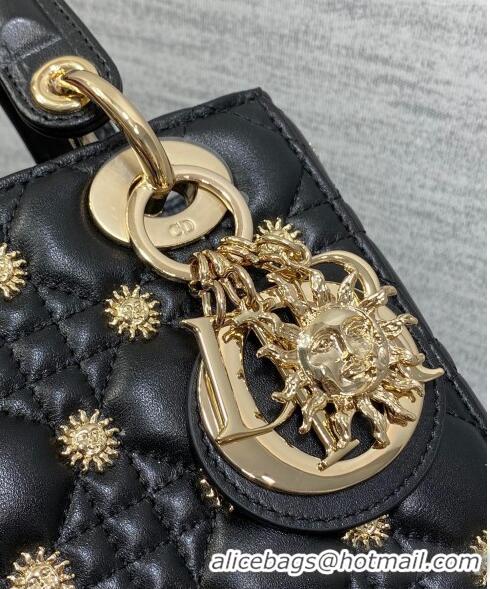 Promotional Dior Small Lady My ABCDior Bag in Black Cannage Lambskin with Gold-Finish Zodiac Sign Studs CD3030 2024