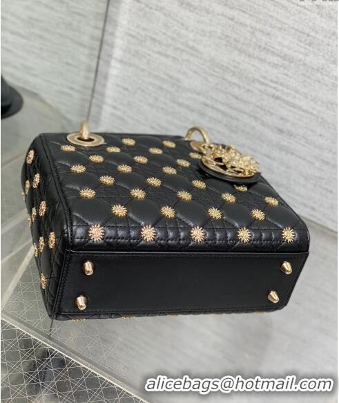 Promotional Dior Small Lady My ABCDior Bag in Black Cannage Lambskin with Gold-Finish Zodiac Sign Studs CD3030 2024