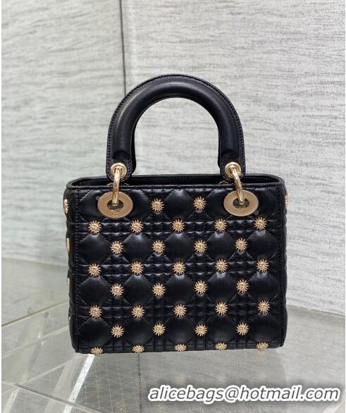 Promotional Dior Small Lady My ABCDior Bag in Black Cannage Lambskin with Gold-Finish Zodiac Sign Studs CD3030 2024