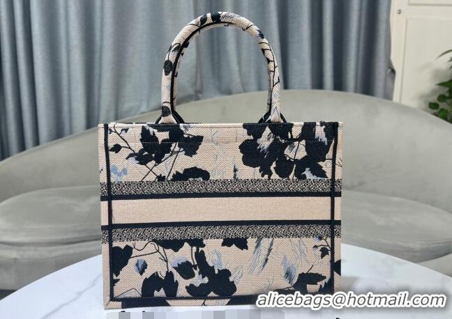 Big Discount Dior Medium Book Tote Bag in Fleurs Mystiques Embroidery CD2303 Beige and Black 2024