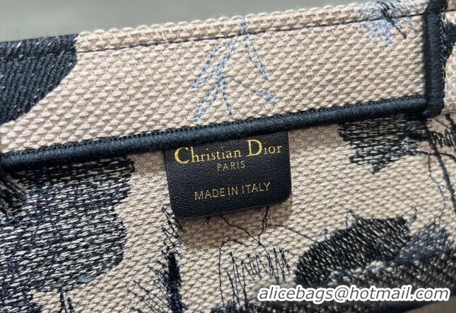 Big Discount Dior Medium Book Tote Bag in Fleurs Mystiques Embroidery CD2303 Beige and Black 2024