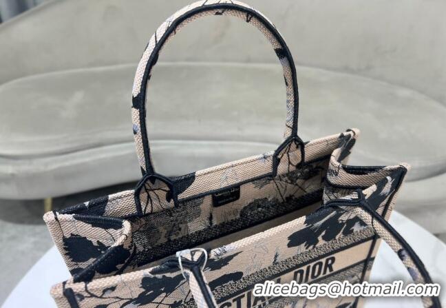 Big Discount Dior Medium Book Tote Bag in Fleurs Mystiques Embroidery CD2303 Beige and Black 2024