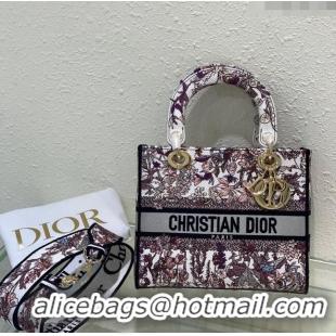 Good Product Dior Sac Lady D-lite Medium Bag in Multicolor Dior 4 Saisons Été Soleil Embroidery CD3035 Grey 2024