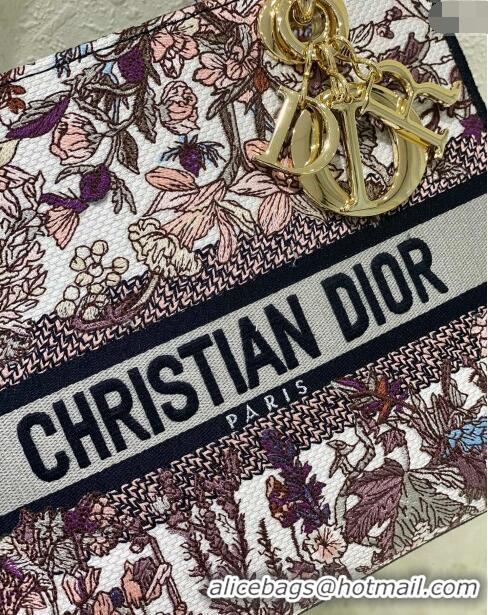 Good Product Dior Sac Lady D-lite Medium Bag in Multicolor Dior 4 Saisons Été Soleil Embroidery CD3035 Grey 2024