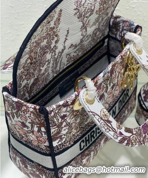 Good Product Dior Sac Lady D-lite Medium Bag in Multicolor Dior 4 Saisons Été Soleil Embroidery CD3035 Grey 2024