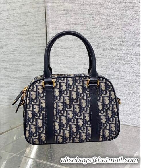 Luxurious Dior Medium D-Vibe Bowling Bag in Oblique Jacquard CD3037 Blue 2024