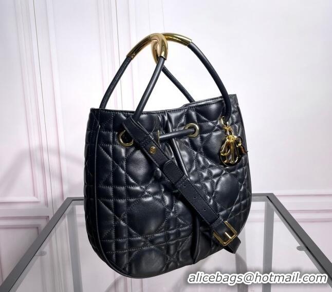 Famous Brand Dior Nolita Bucket bag in Cannage Lambskin CD3046 Black 2024