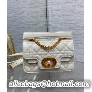 Shop Best Dior Mini Jolie Top Handle Bag in Cannage Calfskin CD3047 White 2024