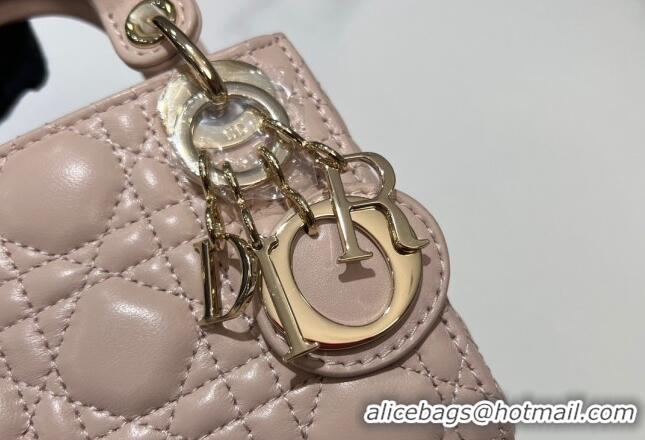 Well Crafted Dior Micro Lady Dior Bag in Cannage Lambskin 0523 Powder Pink 2024