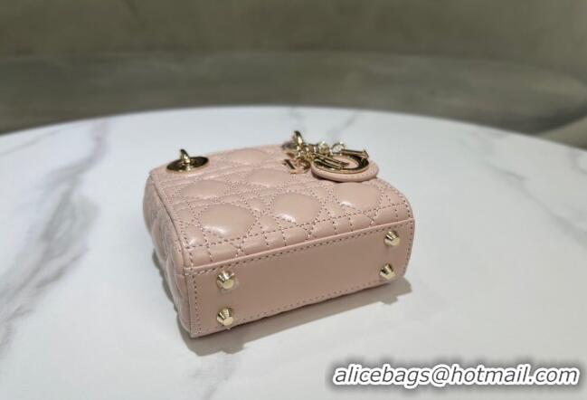 Well Crafted Dior Micro Lady Dior Bag in Cannage Lambskin 0523 Powder Pink 2024