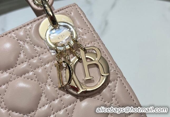 Top Design Dior Mini Lady Dior Bag in Cannage Lambskin 0523 Powder Pink 2024