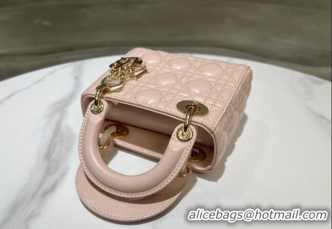 Top Design Dior Mini Lady Dior Bag in Cannage Lambskin 0523 Powder Pink 2024