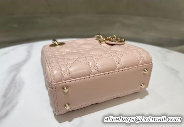 Top Design Dior Mini Lady Dior Bag in Cannage Lambskin 0523 Powder Pink 2024