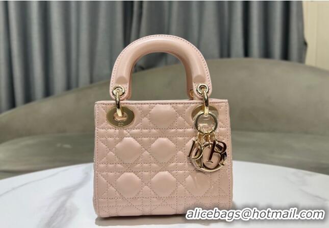 Top Design Dior Mini Lady Dior Bag in Cannage Lambskin 0523 Powder Pink 2024