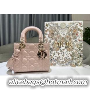 Luxury Cheap Dior Small Lady My ABCDior Bag in Cannage Lambskin 0523 Powder Pink 2024