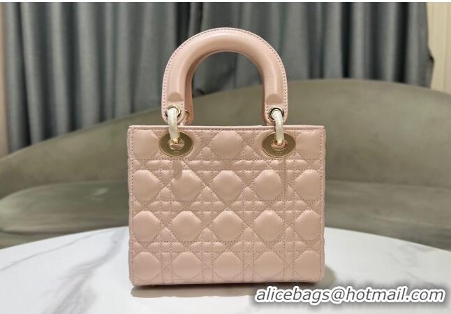 Luxury Cheap Dior Small Lady My ABCDior Bag in Cannage Lambskin 0523 Powder Pink 2024