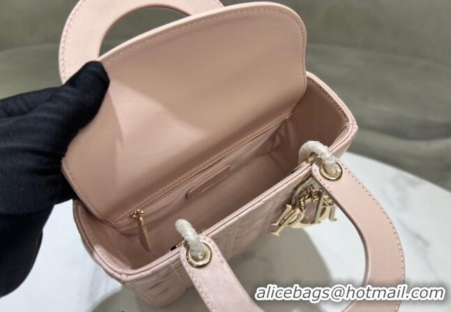 Luxury Cheap Dior Small Lady My ABCDior Bag in Cannage Lambskin 0523 Powder Pink 2024