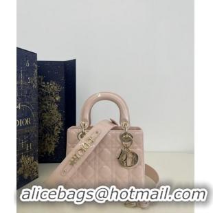 Good Taste Dior Small Lady My ABCDior Bag in Cannage Patent Calfskin 0523 Powder Pink 2024