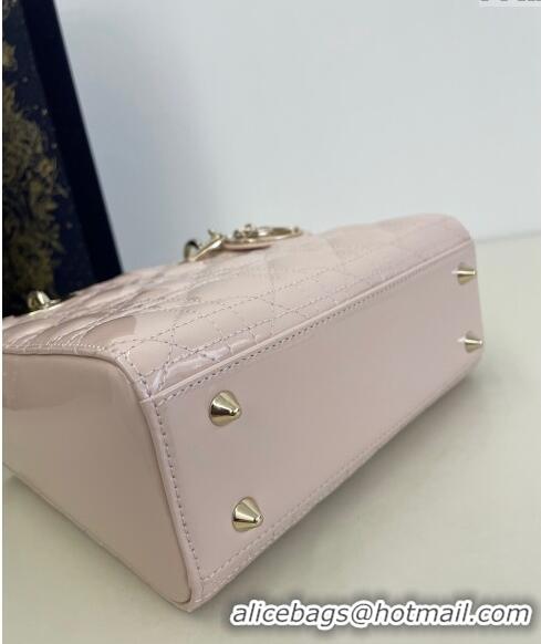 Good Taste Dior Small Lady My ABCDior Bag in Cannage Patent Calfskin 0523 Powder Pink 2024