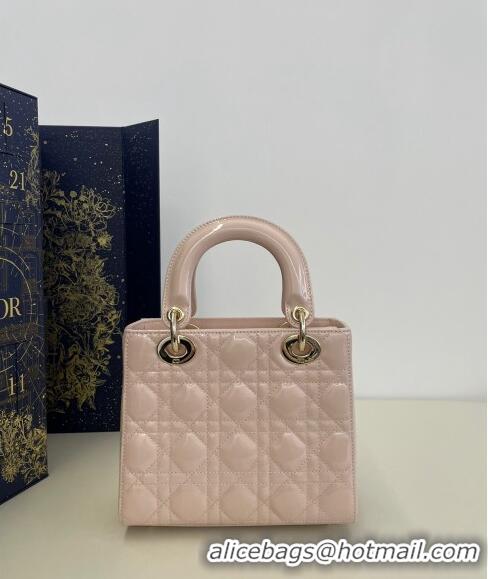 Good Taste Dior Small Lady My ABCDior Bag in Cannage Patent Calfskin 0523 Powder Pink 2024