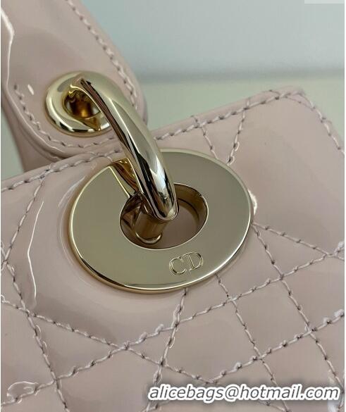 Good Taste Dior Small Lady My ABCDior Bag in Cannage Patent Calfskin 0523 Powder Pink 2024