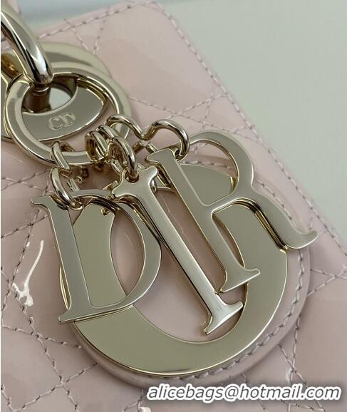 Good Taste Dior Small Lady My ABCDior Bag in Cannage Patent Calfskin 0523 Powder Pink 2024