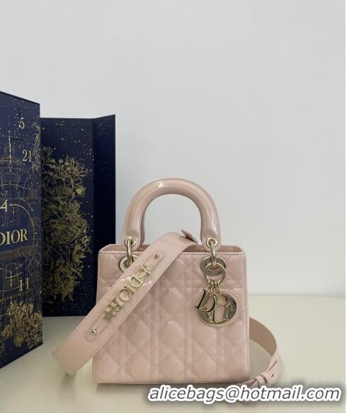 Good Taste Dior Small Lady My ABCDior Bag in Cannage Patent Calfskin 0523 Powder Pink 2024