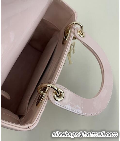 Good Taste Dior Small Lady My ABCDior Bag in Cannage Patent Calfskin 0523 Powder Pink 2024