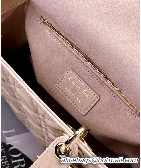 Famous Brand  Dior Medium Lady Dior Bag in Cannage Lambskin 0523 Powder Pink 2024